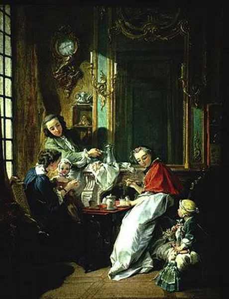 François Boucher: Le Dejeuner (1739) oil on canvas; 81.5 × 61.5 cm (32.1 × 24.2 in); Louvre Museum 