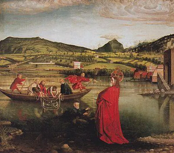 Konrad Witz: The Miraculous Draft of Fishes, 1444. 132cm x 154cm, Musée d'Art et d'Histoire, Geneva.