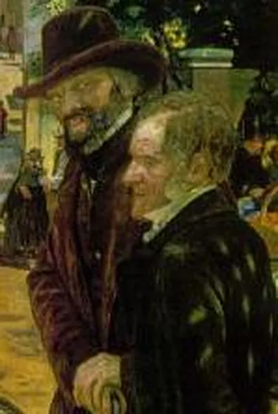 Carlyle (left) depicted with Frederick Maurice in Ford Madox Brown's painting Work (1865)