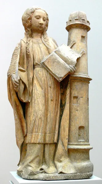 Claus de Werve: St. Barbara (circa 1430) limestone. Skulpturensammlung, Bode-Museum Berlin)