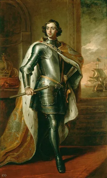 Portrait of Peter I by Godfrey Kneller, 1698. This portrait was Peter's gift to the King of England.