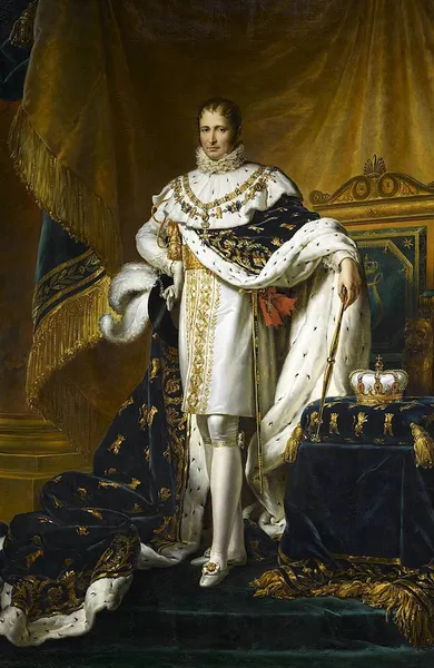 François Gérard: Joseph Bonaparte as King of Spain (circa 1808); oil on canvas; 162 × 247 cm (63.7 × 97.2 in.); Musée national du Château de Fontainebleau