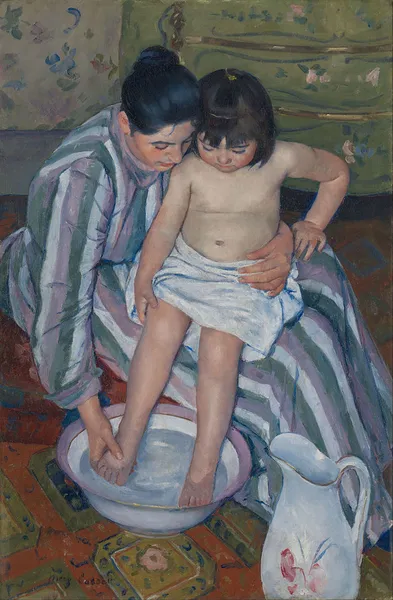 Mary Cassatt: The Child's Bath (1893) oil on canvas oil on canvas; 1,003 mm (39.48 ″) x 661 mm (26.02 ″); Art Institute of Chicago