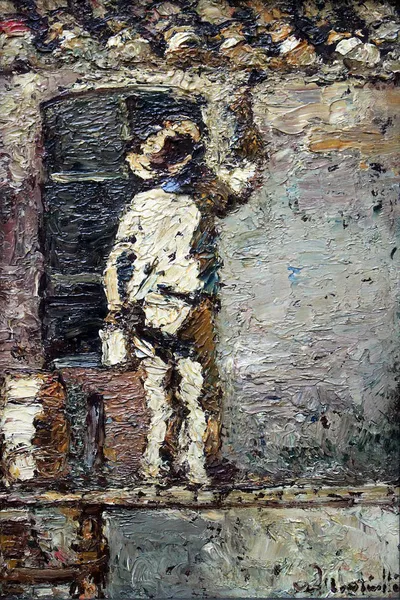 Adolphe Joseph Thomas Monticelli: A Painter at Work on a House Wall (1875). Städel Museum