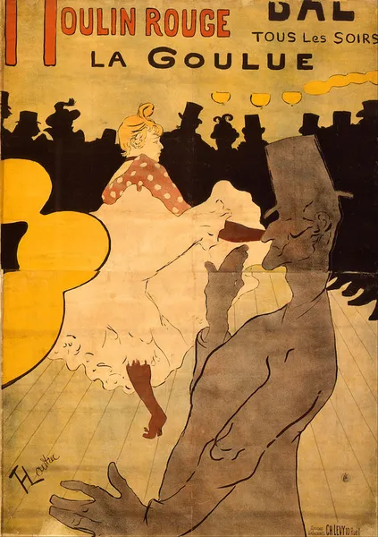Henri de Toulouse-Lautrec: Moulin Rouge-La Goulue (1891) color lithograph. Indianapolis Museum of Art