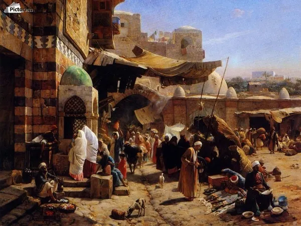 Gustav Bauernfeind: Market at Jaffa (1887) oil on canvas