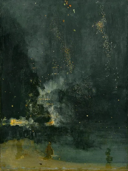 James Abbott McNeill Whistler's Nocturne in Black and Gold: The Falling Rocket (c. 1875, Detroit Institute of Arts)
