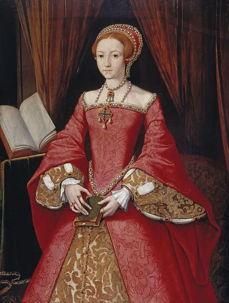 Formerly attributed to William Scrots: Elizabeth I as a Princess (c. 1546) Oil on oak panel, 3' 6 3/4" x 2' 8 1/4", The Royal Collection, Windsor Castle