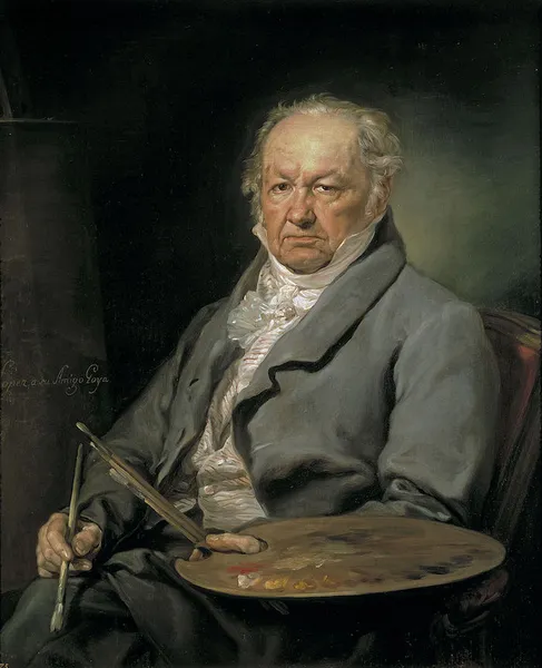 Vicente López y Portaña: Portrait of Francisco de Goya (1826). Oil on canvas. Height: 95.5 cm (37.5 in); Width: 80.5 cm (31.6 in); Prado National Museum