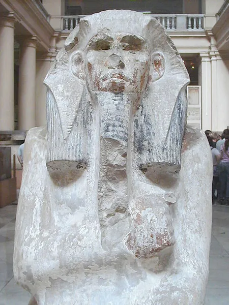Limestone statue of Djoser from his serdab. Egyptian Museum, Cairo. (Photo taken December 10, 2007,by Jon Bodsworth)