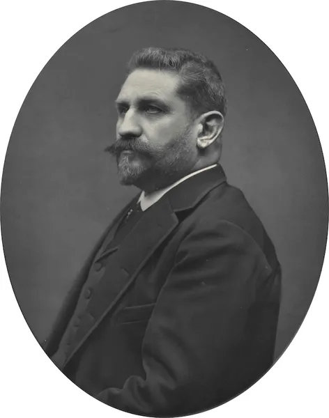 Woodburytype / carbon print of General Boulanger, aged 52 (1889). Photographed by Herbert R. Barraud