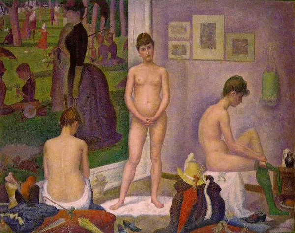 Georges Seurat: Les Poseuses (1887-88); 200 cm (78.7 ″) x  249.9 cm (98.3 ″); Barnes Foundation