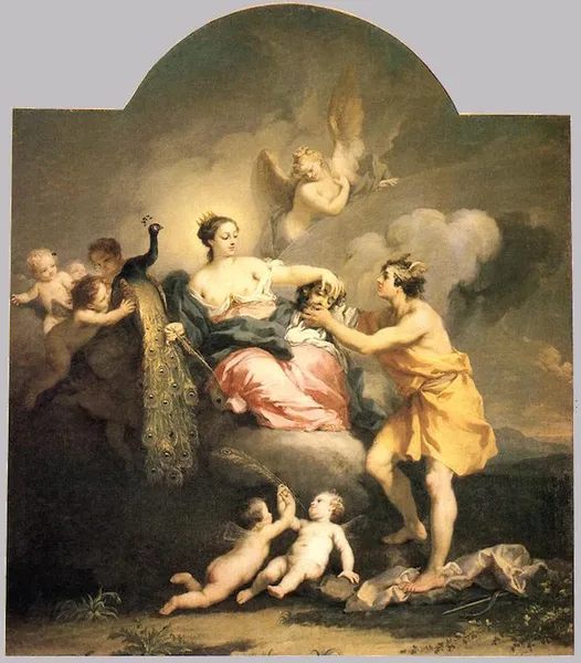 Jacopo Amigoni: Juno Receiving the Head of Argos (1730-32) Oil on canvas, 108 x 72 cm. Moor Park, Rickmansworth, Hertfordshire.