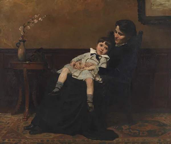 Cecilia Beaux; Les Derniers jours d'enfance (The Last Days of Infancy), 1883-5. Oil on canvas. 45 3/4 x 54 in. (116.2 x 137.2 cm). Pennsylvania Academy of the Fine Arts, Philadelphia