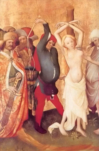 Martyrdom of St Barbara from the St Barbara altar (c. 1410-1424) Tempera on wood, 200 cm × 260 cm (79 in × 100 in), National Museum of Finland, Helsinki