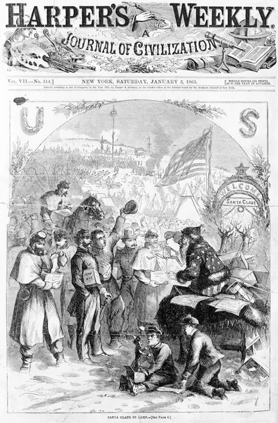 Thomas Nast, for Harper's Weekly, one of the first depictions of Santa Claus - This image is available from the United States Library of Congress's Prints and Photographs division under the digital ID