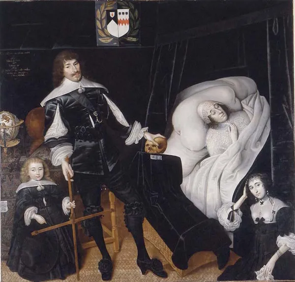 John Souch's painting of Sir Thomas Aston at the deathbed of his wife.