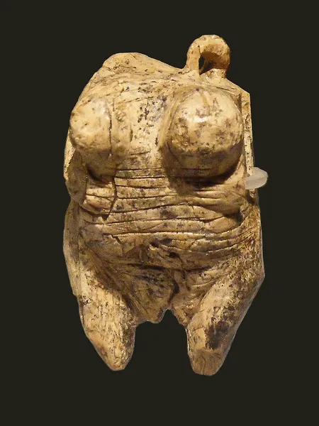 Original Venus from Hohle Fels, mammoth ivory, Aurignacian, aged about 35-40,000 years. Discovered in September 2008 in the cave "Hohler Fels" in the Ach Valley near Schelklingen, Germany. Picture was taken by Thilo Parg at Urgeschichtliches Museum, 89143 Blaubeuren, Germany, on 07/18/2010.