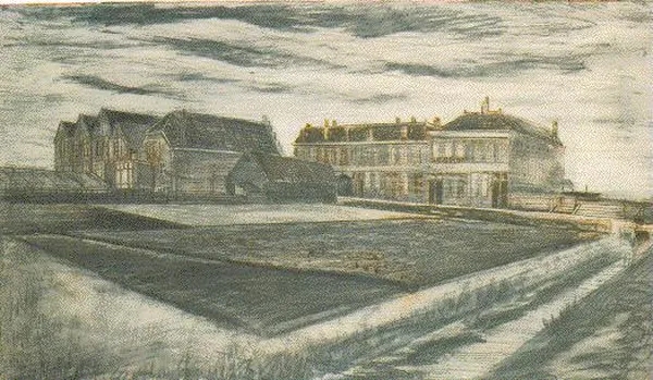 Vincent van Gogh: The Houses on Schenkweg where Van Gogh Lived (1882) pencil, chalk, sepia on paper; Collection Mrs. W. van Eck-Nieuwenhuizen Segaar, Hague, Netherlands
