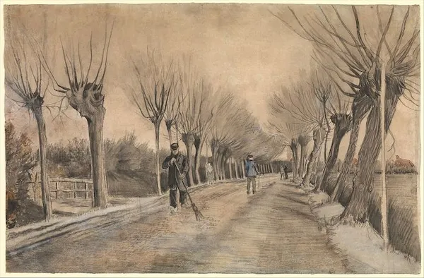 Vincent van Gogh: Road in Etten (1881)Chalk, pencil, pastel, watercolor; 5 1/2 x 22 3/4 in. (39.4 x 57.8 cm), Metropolitan Museum of Art, New York