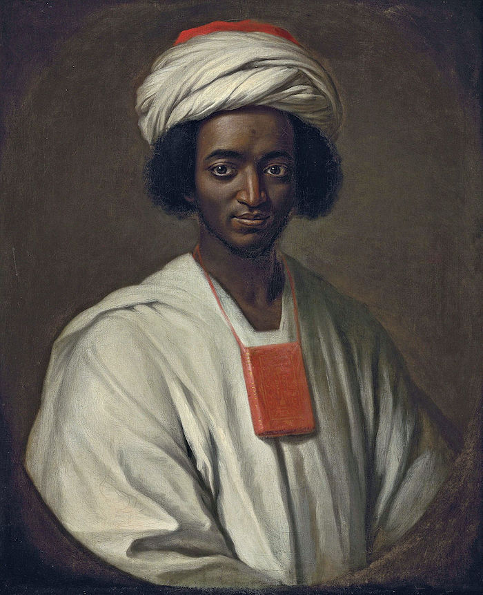 Portrait of Ayuba Suleiman Diallo, called Job ben Solomon, by William Hoare (1733) in African dress, with the Qu'ran around his neck